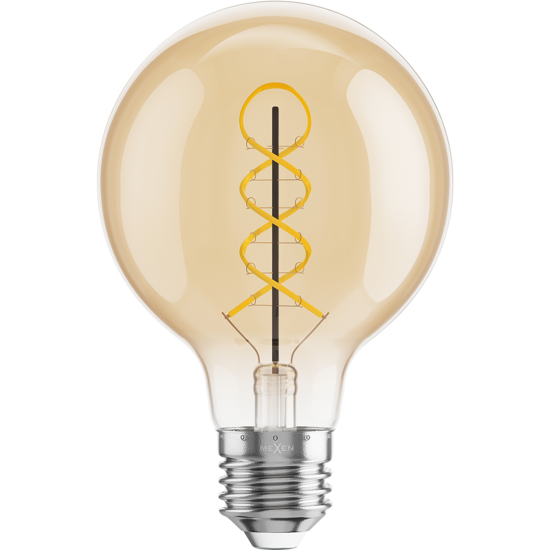 Mexen Vintis żarówka filament spirala LED E27, G80, 8W, Ciepła - 2700K, 650 lm, amber - L165-E27-0827-50