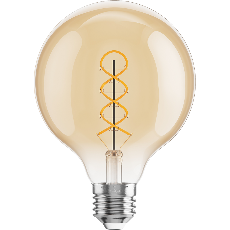 Mexen Vintis żarówka filament spirala LED E27, G95, 4W, Ciepła - 2200K, 360 lm, amber - L167-E27-0422-50