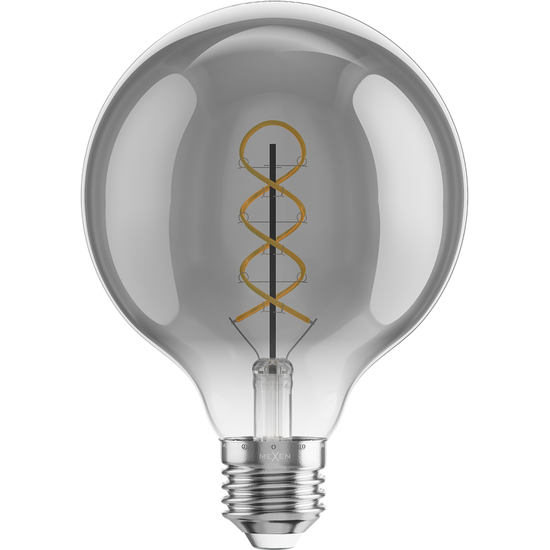Mexen Vintis żarówka filament spirala LED E27, G95, 4W, Ciepła - 2200K, 220 lm, smoke - L167-E27-0422-70