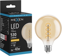 Mexen Vintis żarówka filament spirala LED E27, G95, 6W, Ciepła - 2200K, 530 lm, amber - L167-E27-0622-50