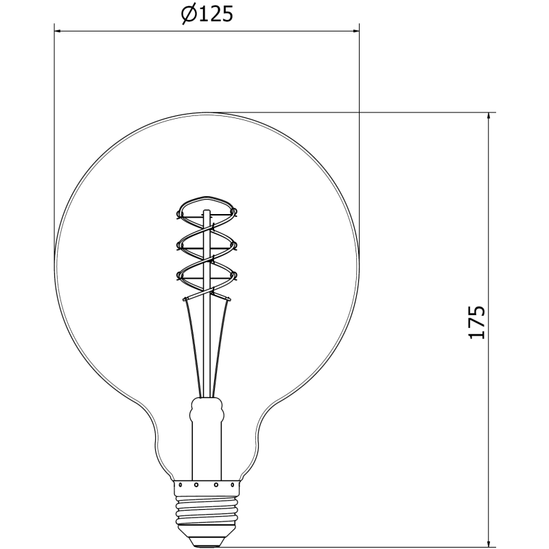 Mexen Vintis żarówka filament spirala LED E27, G125, 6W, Ciepła - 2200K, 350 lm, smoke - L168-E27-0622-70