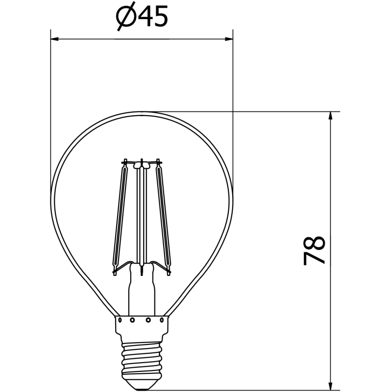 Mexen Vintis żarówka filament LED E14, G45, 4W, Neutralna - 4000K, 470 lm, clear - L156-E14-0427-00