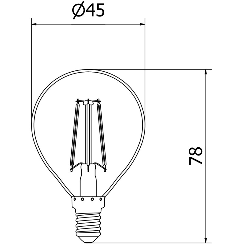 Mexen Vintis żarówka filament LED E14, G45, 6W, Neutralna - 4000K, 720 lm, clear - L156-E14-0640-00
