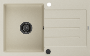 Mexen Bruno zlewozmywak granitowy 1-komorowy z ociekaczem 795 x 495 mm, beżowy, syfon czarny - 6513791010-69-B