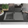 Mexen Bruno zlewozmywak granitowy 1-komorowy z ociekaczem 795 x 495 mm, szary, syfon czarny - 6513791010-71-B