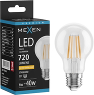 Mexen Vintis żarówka filament LED E27, A60, 6W, Ciepła - 2200K, 720 lm, clear - L150-E27-0622-00