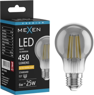 Mexen Vintis żarówka filament LED E27, A60, 6W, Ciepła - 2200K, 450 lm, smoke - L150-E27-0622-70