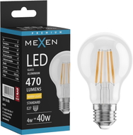 Mexen Vintis żarówka filament LED E27, A60, 4W, Ciepła - 2700K, 470 lm, clear - L150-E27-0427-00