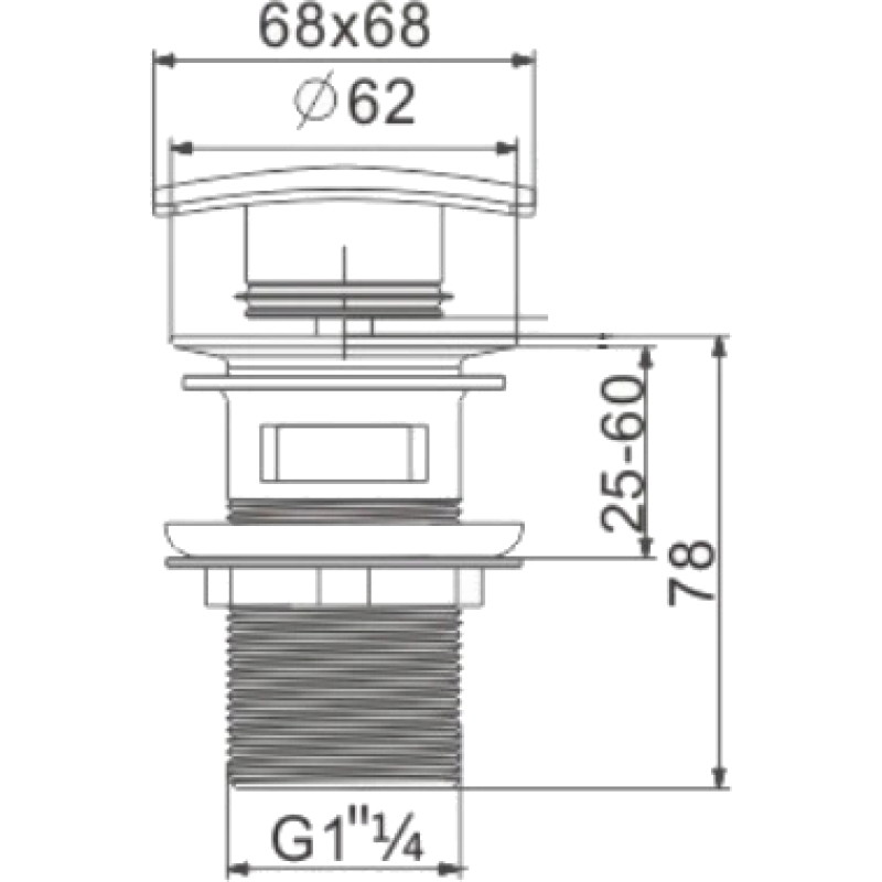 Mexen korek klik-klak kwadratowy z przelewem, chrom - 79926-00