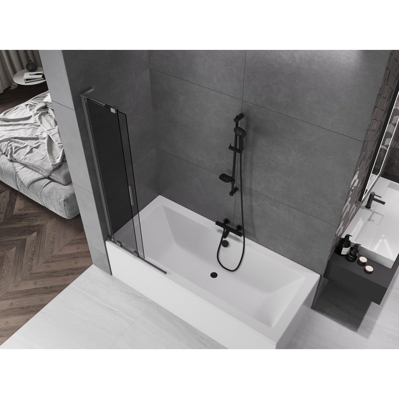 Mexen Velar L parawan nawannowy 2-skrzydłowy rozsuwany 75 x 150 cm, grafit, gun metal - 896-075-003-41-95