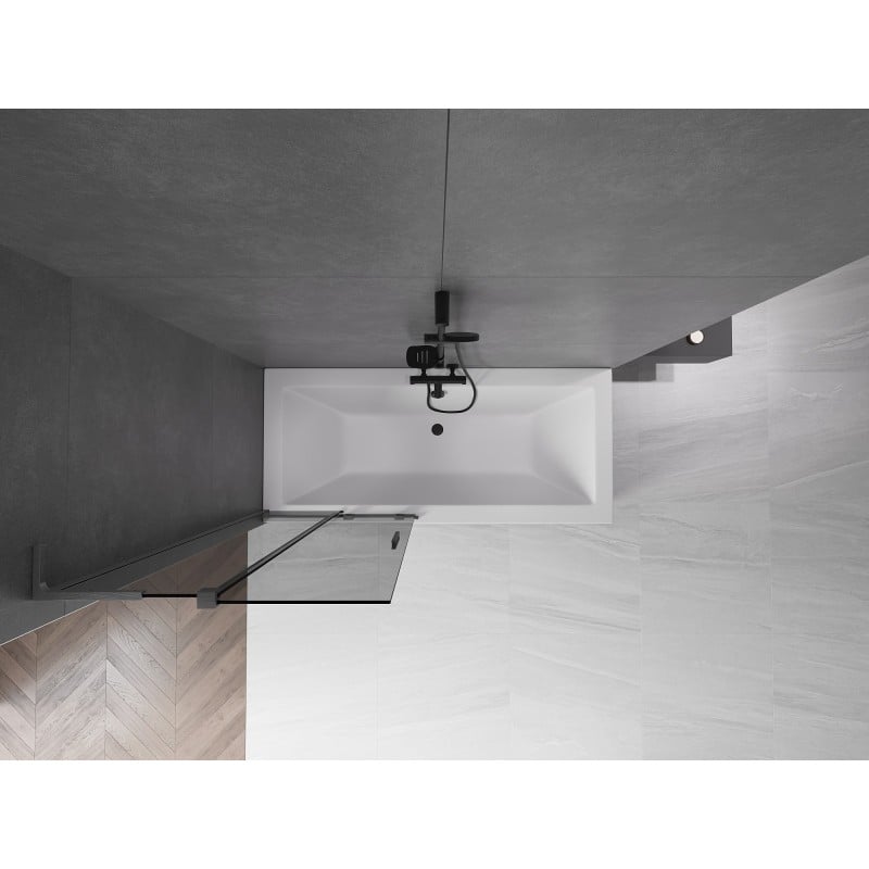 Mexen Velar L parawan nawannowy 2-skrzydłowy rozsuwany 85 x 150 cm, grafit, gun gray szczotkowany - 896-085-003-41-66