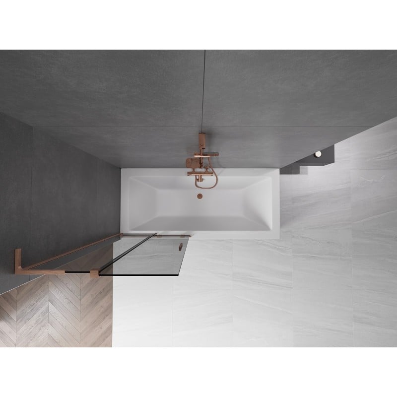 Mexen Velar L parawan nawannowy 2-skrzydłowy rozsuwany 85 x 150 cm, grafit, miedź szczotkowana - 896-085-003-41-65