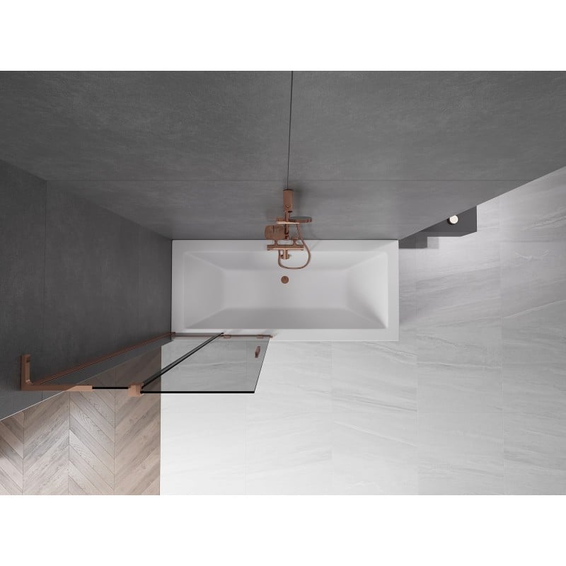 Mexen Velar L parawan nawannowy 2-skrzydłowy rozsuwany 85 x 150 cm, grafit, różowe złoto - 896-085-003-41-60