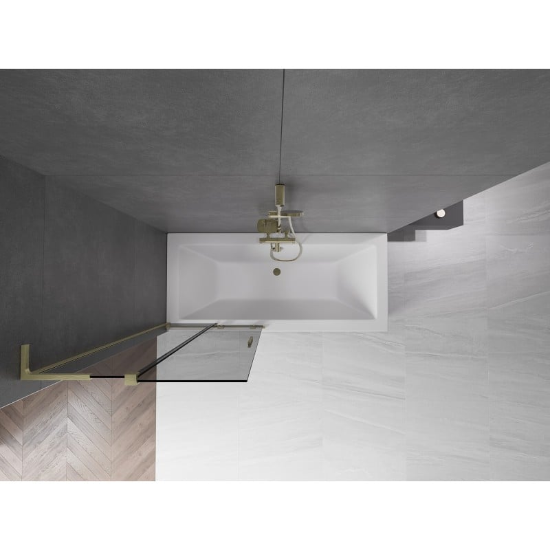Mexen Velar L parawan nawannowy 2-skrzydłowy rozsuwany 85 x 150 cm, grafit, złoty szczotkowany - 896-085-003-41-55