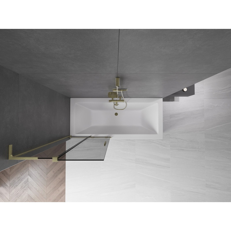 Mexen Velar L parawan nawannowy 2-skrzydłowy rozsuwany 80 x 150 cm, grafit, złoty szczotkowany - 896-080-003-41-55