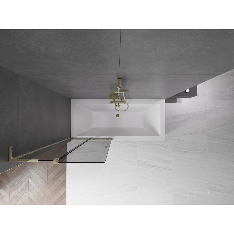 Mexen Velar L parawan nawannowy 2-skrzydłowy rozsuwany 80 x 150 cm, grafit, złoty - 896-080-003-41-50