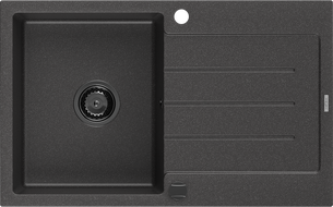 Mexen Bruno zlewozmywak granitowy 1-komorowy z ociekaczem 795 x 495 mm, czarny nakrapiany, syfon czarny - 6513791010-76-B