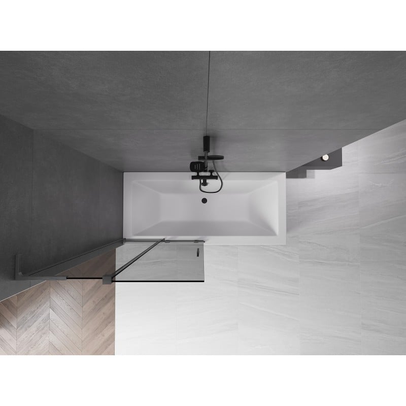 Mexen Velar L parawan nawannowy 2-skrzydłowy rozsuwany 95 x 150 cm, grafit, gun gray szczotkowany - 896-095-003-41-66