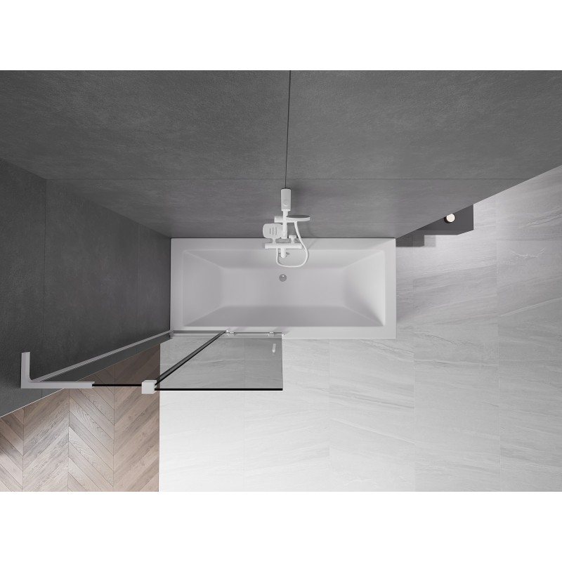 Mexen Velar L parawan nawannowy 2-skrzydłowy rozsuwany 90 x 150 cm, grafit, biały - 896-090-003-41-20