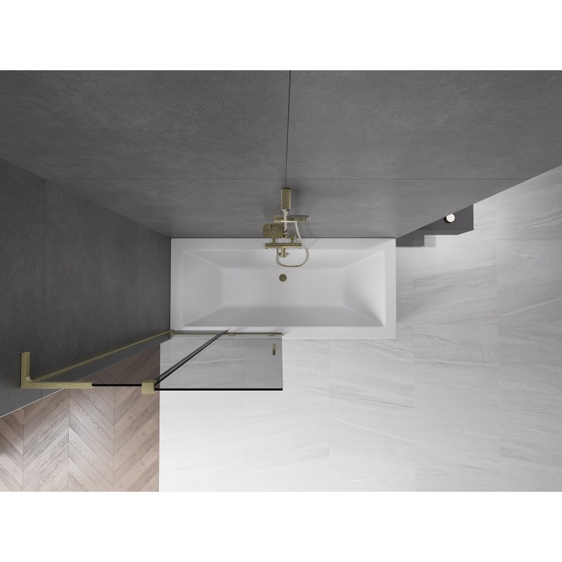 Mexen Velar L parawan nawannowy 2-skrzydłowy rozsuwany 95 x 150 cm, grafit, złoty szczotkowany - 896-095-003-41-55