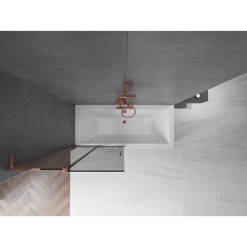 Mexen Velar L parawan nawannowy 2-skrzydłowy rozsuwany 90 x 150 cm, grafit, różowe złoto - 896-090-003-41-60