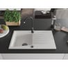 Mexen Cesar zlewozmywak granitowy 1-komorowy z ociekaczem 775 x 470 mm, biały, syfon czarny - 6514771010-20-B