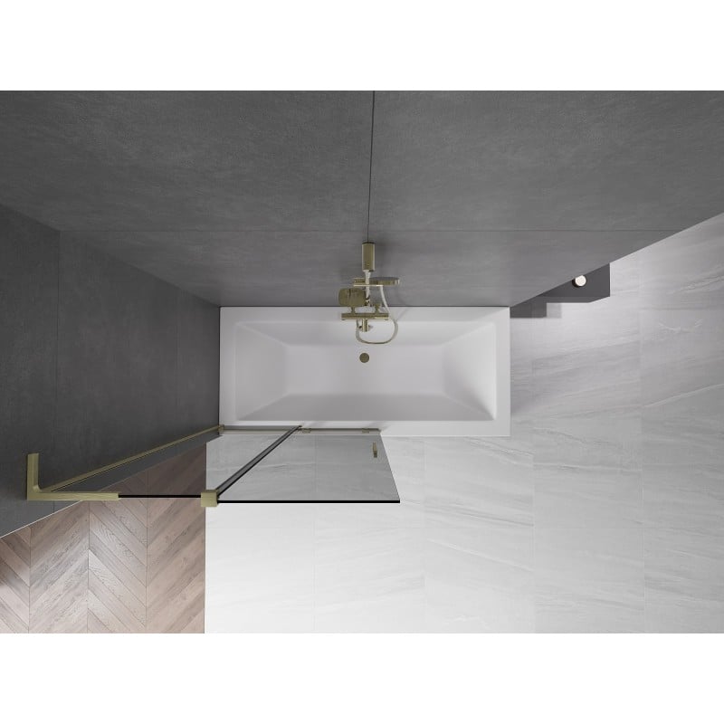 Mexen Velar L parawan nawannowy 2-skrzydłowy rozsuwany 100 x 150 cm, grafit, złoty szczotkowany - 896-100-003-41-55
