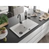 Mexen Cesar zlewozmywak granitowy 1-komorowy z ociekaczem 775 x 470 mm, biały, syfon czarny - 6514771010-20-B
