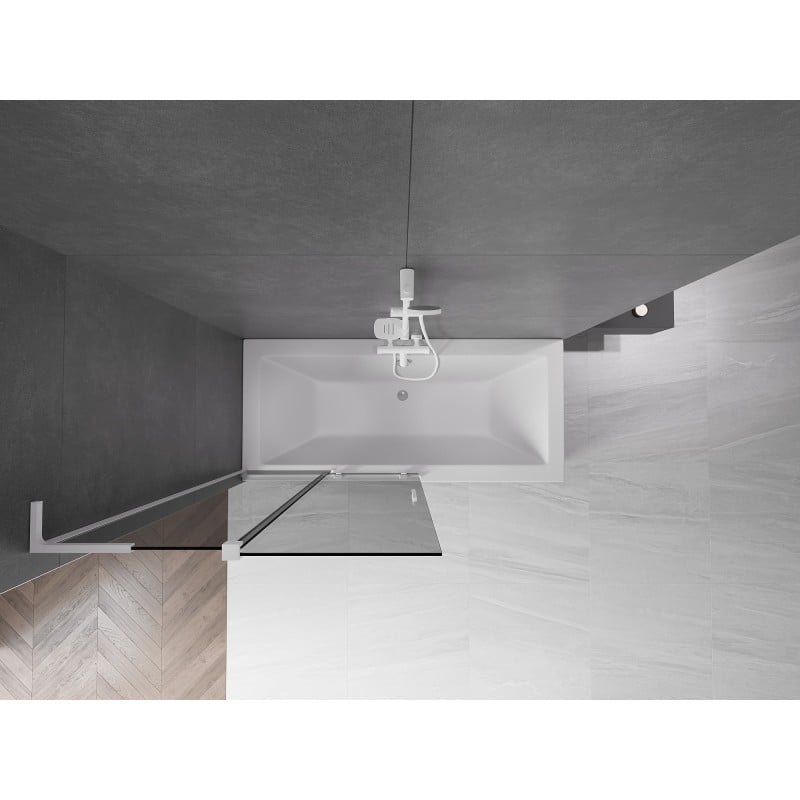 Mexen Velar L parawan nawannowy 2-skrzydłowy rozsuwany 100 x 150 cm, grafit, biały - 896-100-003-41-20
