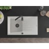 Mexen Cesar zlewozmywak granitowy 1-komorowy z ociekaczem 775 x 470 mm, biały, syfon czarny - 6514771010-20-B