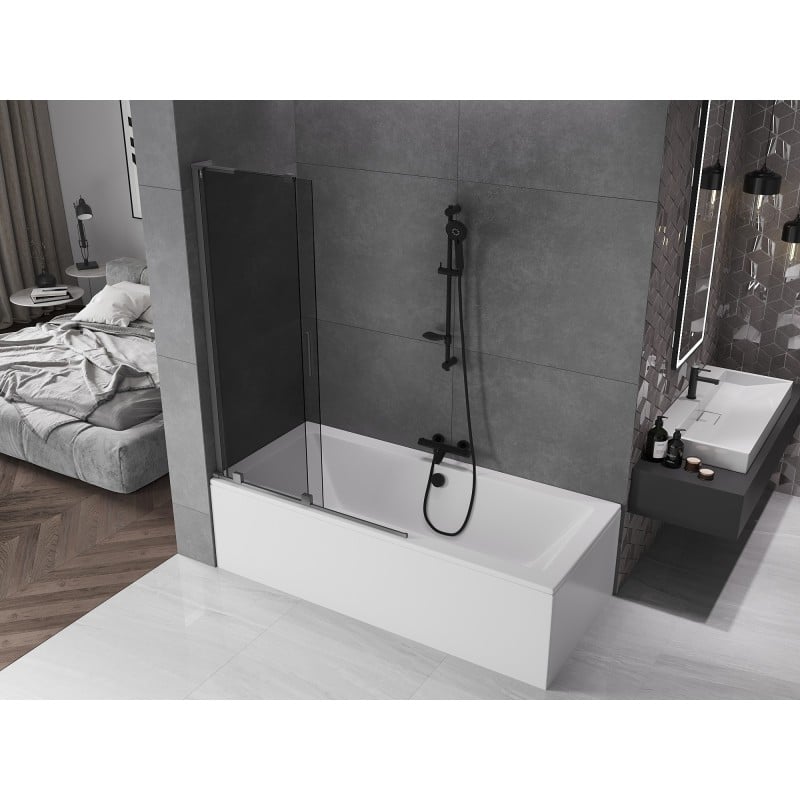 Mexen Velar L parawan nawannowy 2-skrzydłowy rozsuwany 110 x 150 cm, grafit, gun metal - 896-110-003-41-95