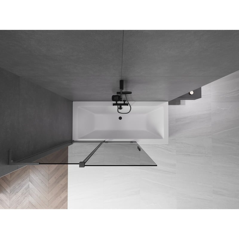 Mexen Velar L parawan nawannowy 2-skrzydłowy rozsuwany 120 x 150 cm, grafit, gun gray szczotkowany - 896-120-003-41-66