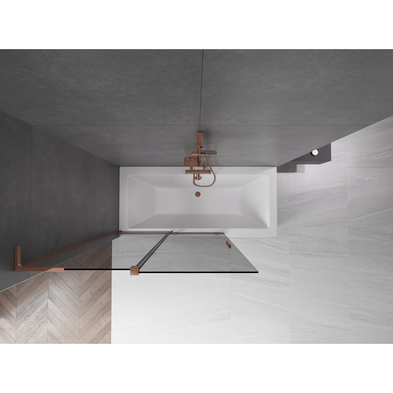 Mexen Velar L parawan nawannowy 2-skrzydłowy rozsuwany 120 x 150 cm, grafit, różowe złoto - 896-120-003-41-60