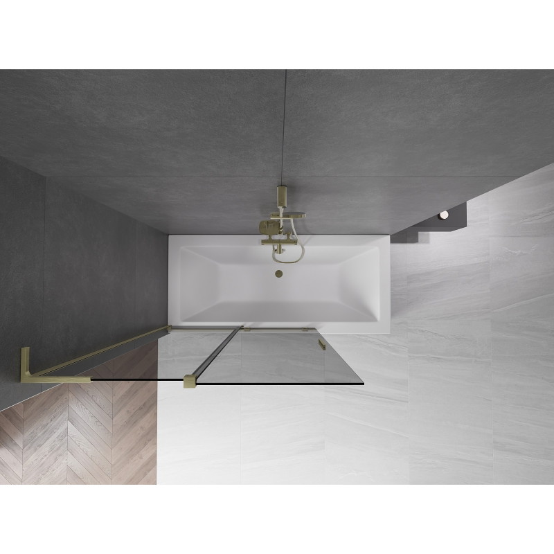 Mexen Velar L parawan nawannowy 2-skrzydłowy rozsuwany 120 x 150 cm, grafit, złoty szczotkowany - 896-120-003-41-55