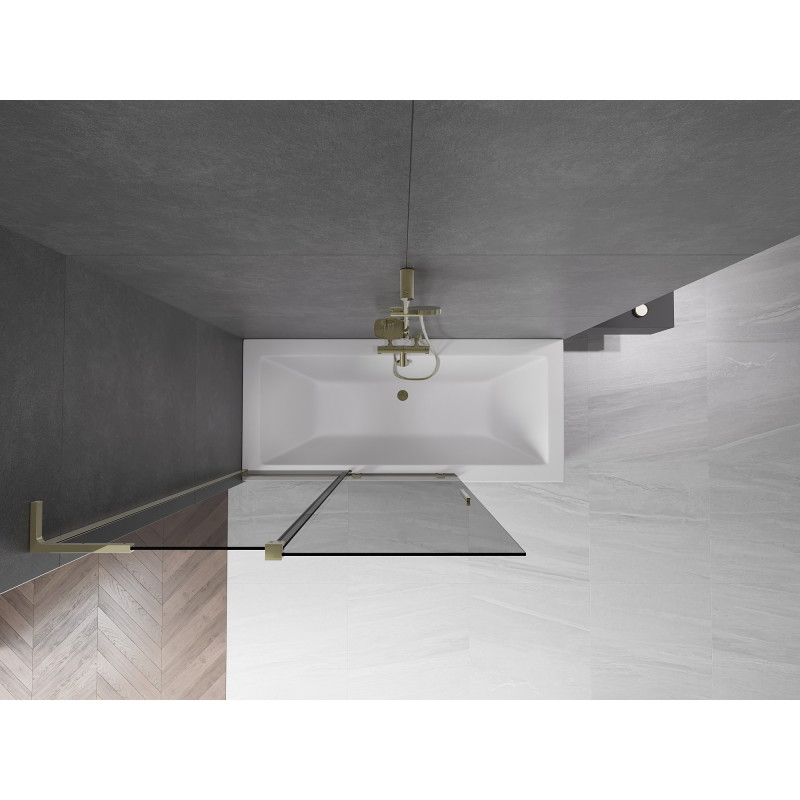 Mexen Velar L parawan nawannowy 2-skrzydłowy rozsuwany 120 x 150 cm, grafit, złoty - 896-120-003-41-50