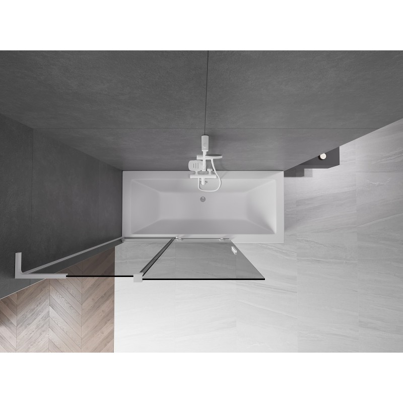 Mexen Velar L parawan nawannowy 2-skrzydłowy rozsuwany 120 x 150 cm, grafit, biały - 896-120-003-41-20