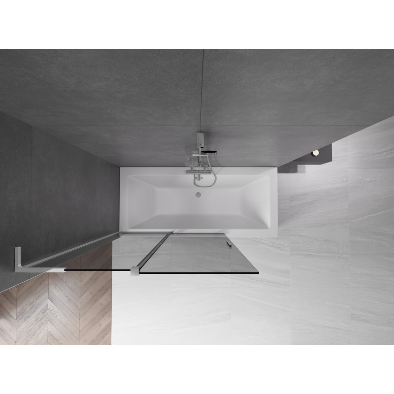 Mexen Velar L parawan nawannowy 2-skrzydłowy rozsuwany 120 x 150 cm, grafit, chrom - 896-120-003-41-01