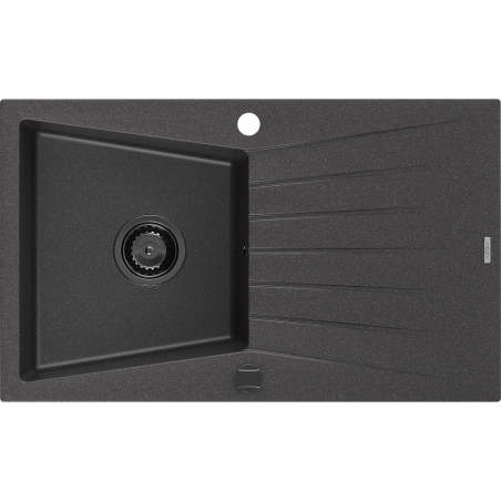 Mexen Cesar zlewozmywak granitowy 1-komorowy z ociekaczem 775 x 470 mm, czarny nakrapiany, syfon czarny - 6514771010-76-B
