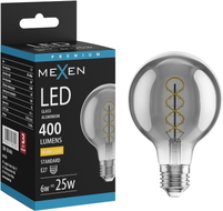 Mexen Vintis żarówka filament spirala LED E27, G80, 6W, Ciepła - 2700K, 400 lm, smoke - L165-E27-0627-70