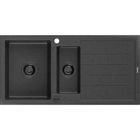 Mexen Andres zlewozmywak granitowy 1,5-komorowy z ociekaczem 1000 x 500 mm czarny nakrapiany, syfon czarny - 6515101510-76-B