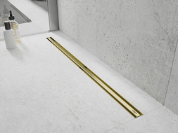 Mexen Flat 360° Slim odpływ liniowy obrotowy 150 cm, złoty szczotkowany - 1A41150
