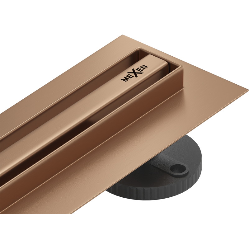 Mexen Flat 360° Slim odpływ liniowy obrotowy 90 cm, miedź szczotkowana - 1C41090