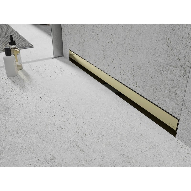 Mexen Flat Wall odpływ liniowy ścienny 2w1 90 cm, złoty - 1530090