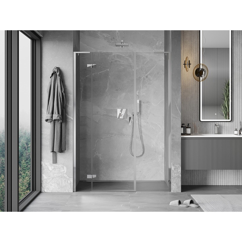 Mexen Mist-H L drzwi prysznicowe uchylne lewe 130 cm, transparent, chrom - 8A5L-130-001-01-00-L