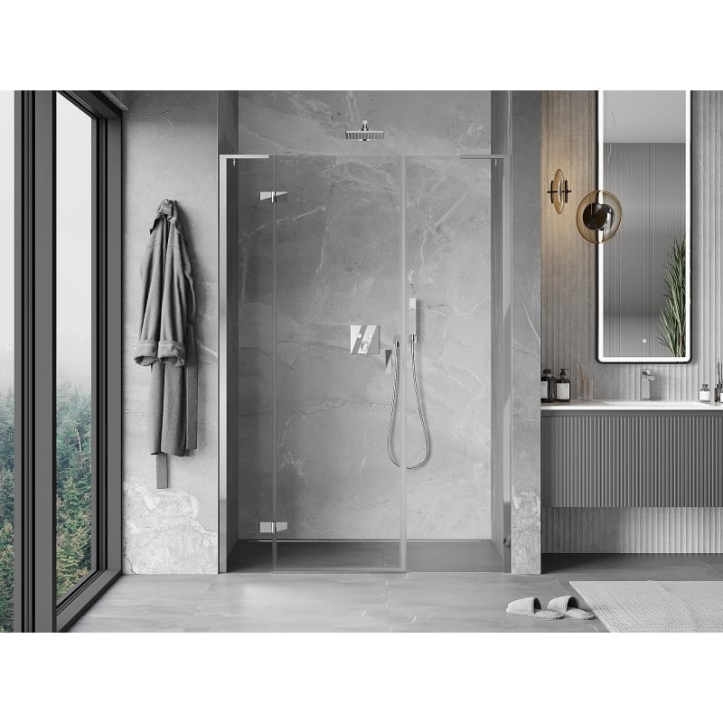 Mexen Mist-H L drzwi prysznicowe uchylne lewe 135 cm, transparent, chrom - 8A5L-135-001-01-00-L