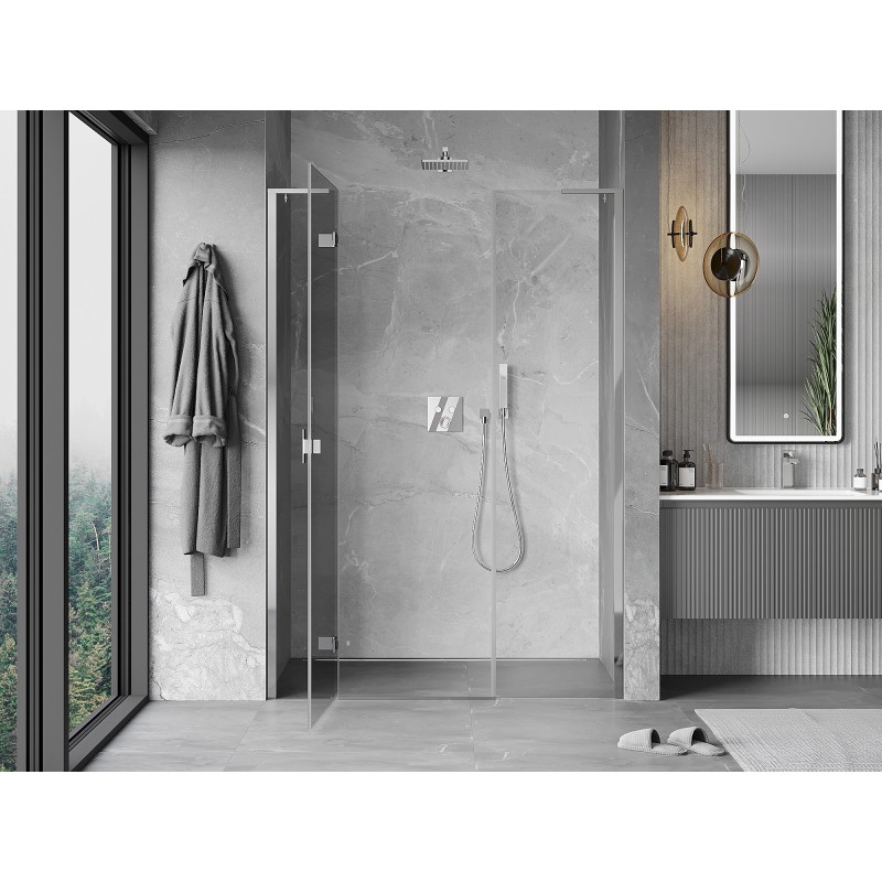 Mexen Mist-H L drzwi prysznicowe uchylne lewe 145 cm, transparent, chrom - 8A5L-145-001-01-00-L