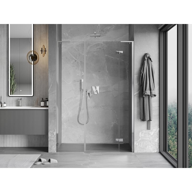 Mexen Mist-H L drzwi prysznicowe uchylne prawe 125 cm, transparent, chrom - 8A5L-125-001-01-00-P