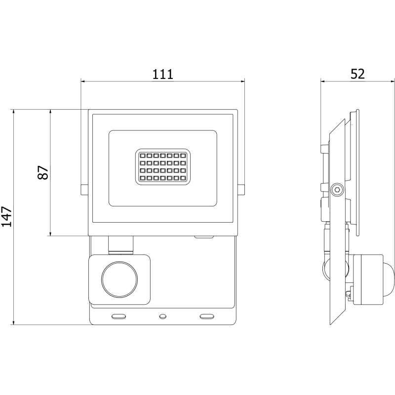 Mexen Luxpro naświetlacz LED z czujnikiem ruchu, 20W, Zimna - 6500K, 1800 lm, czarny - L235-020-65-70