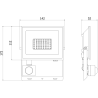 Mexen Luxpro naświetlacz LED z czujnikiem ruchu, 30W, Neutralna - 4000K, 2700 lm, czarny - L235-030-40-70