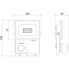 Mexen Luxpro+ naświetlacz LED z czujnikiem ruchu, 10W, Zimna - 6500K, 1100 lm, biały - L236-010-65-20